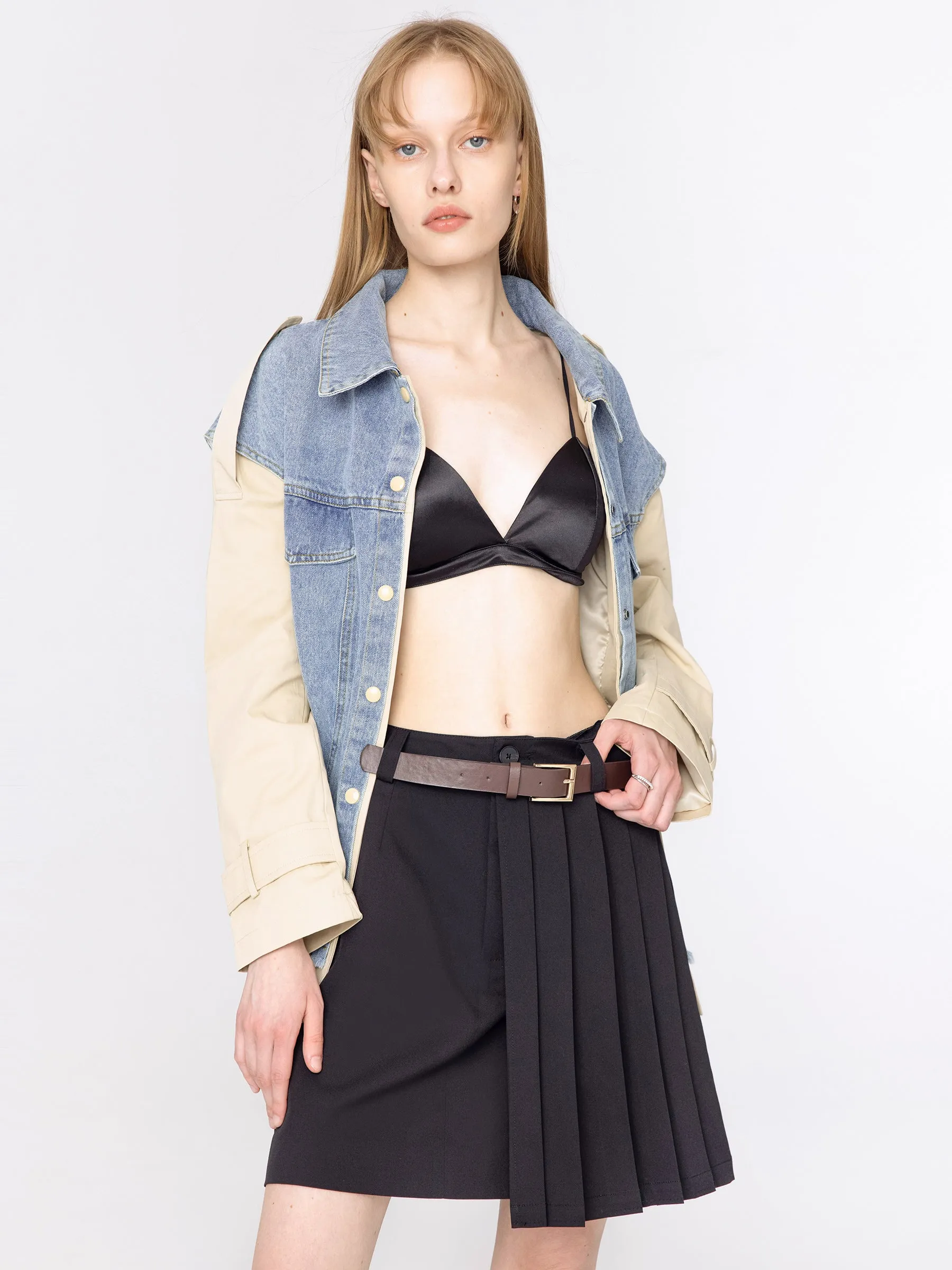 Asymmetric Pleated Mini Skirt