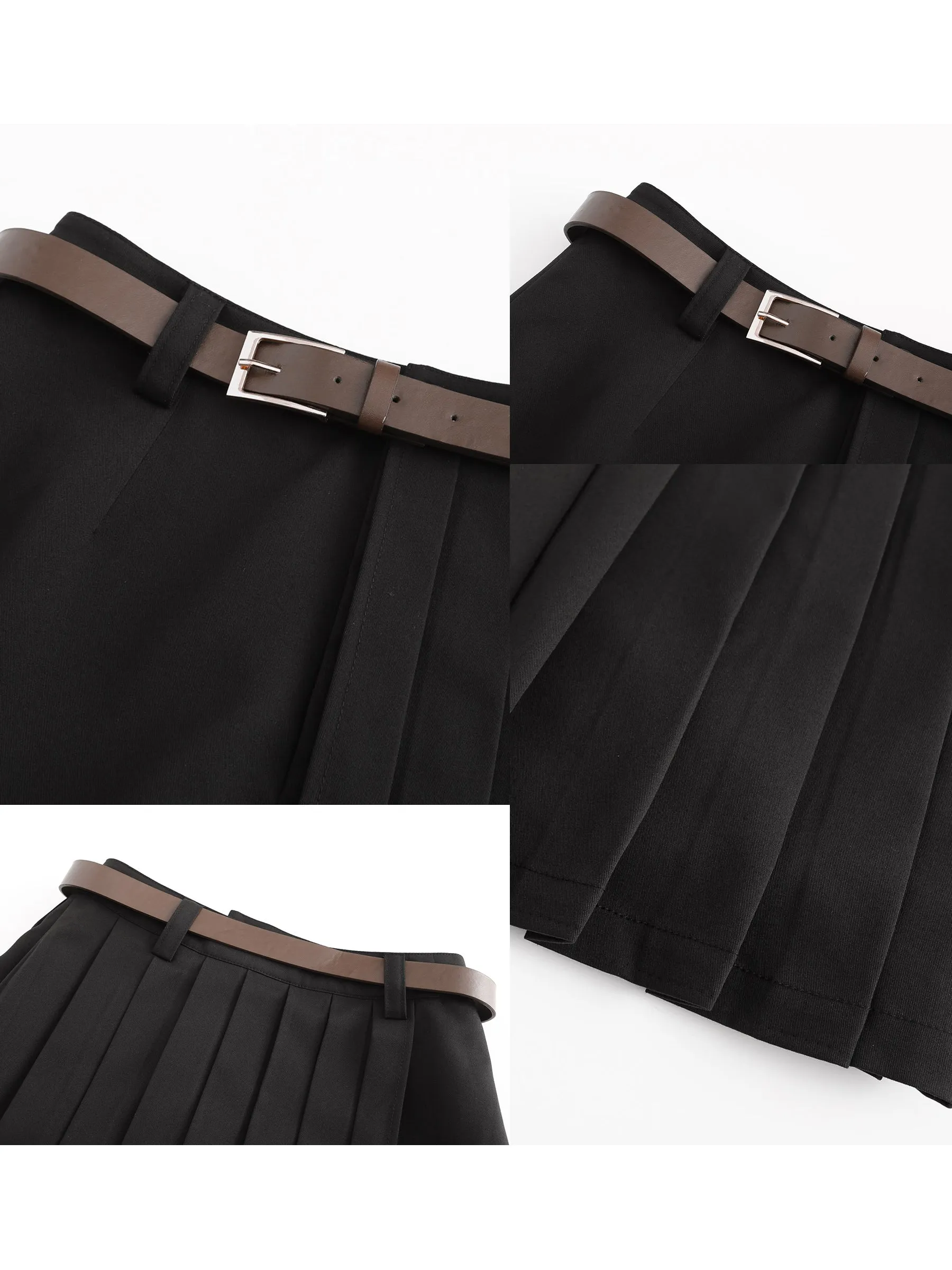 Asymmetric Pleated Mini Skirt