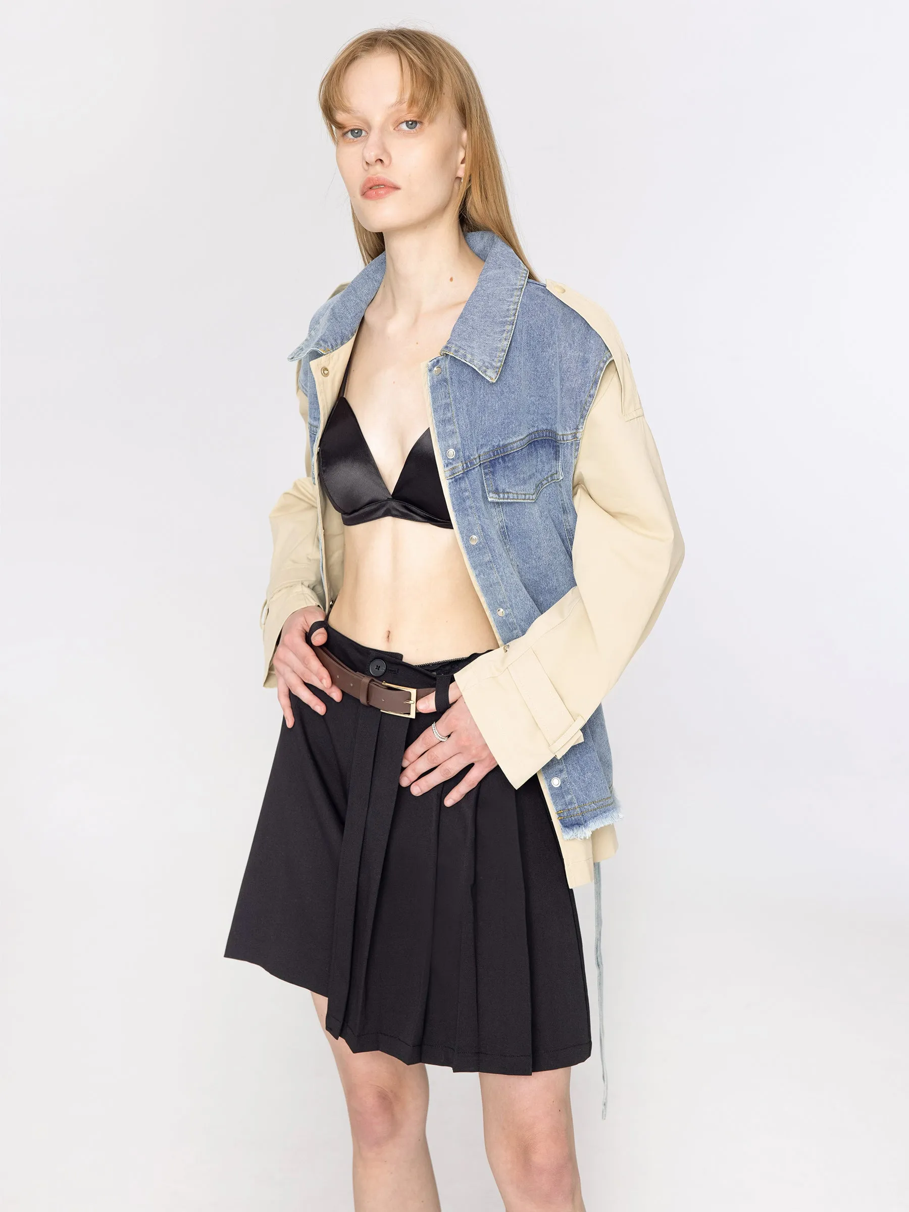 Asymmetric Pleated Mini Skirt