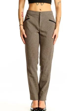 Brown Plaid Tailored Trousers