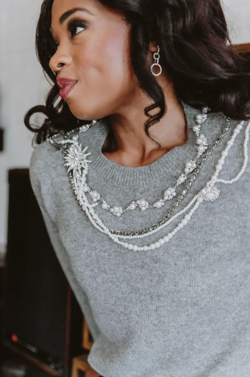 Cinq a Sept Necklace Lilliana Sweater in Light Heather Grey