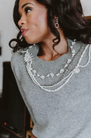Cinq a Sept Necklace Lilliana Sweater in Light Heather Grey