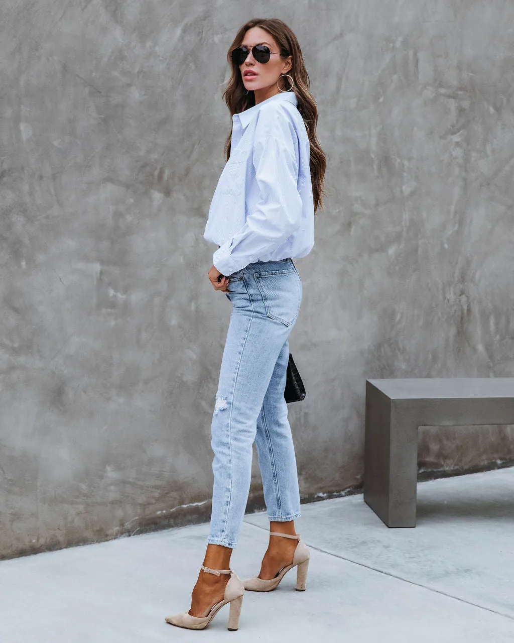 Connecticut Striped Rolled Hem Collared Shirt