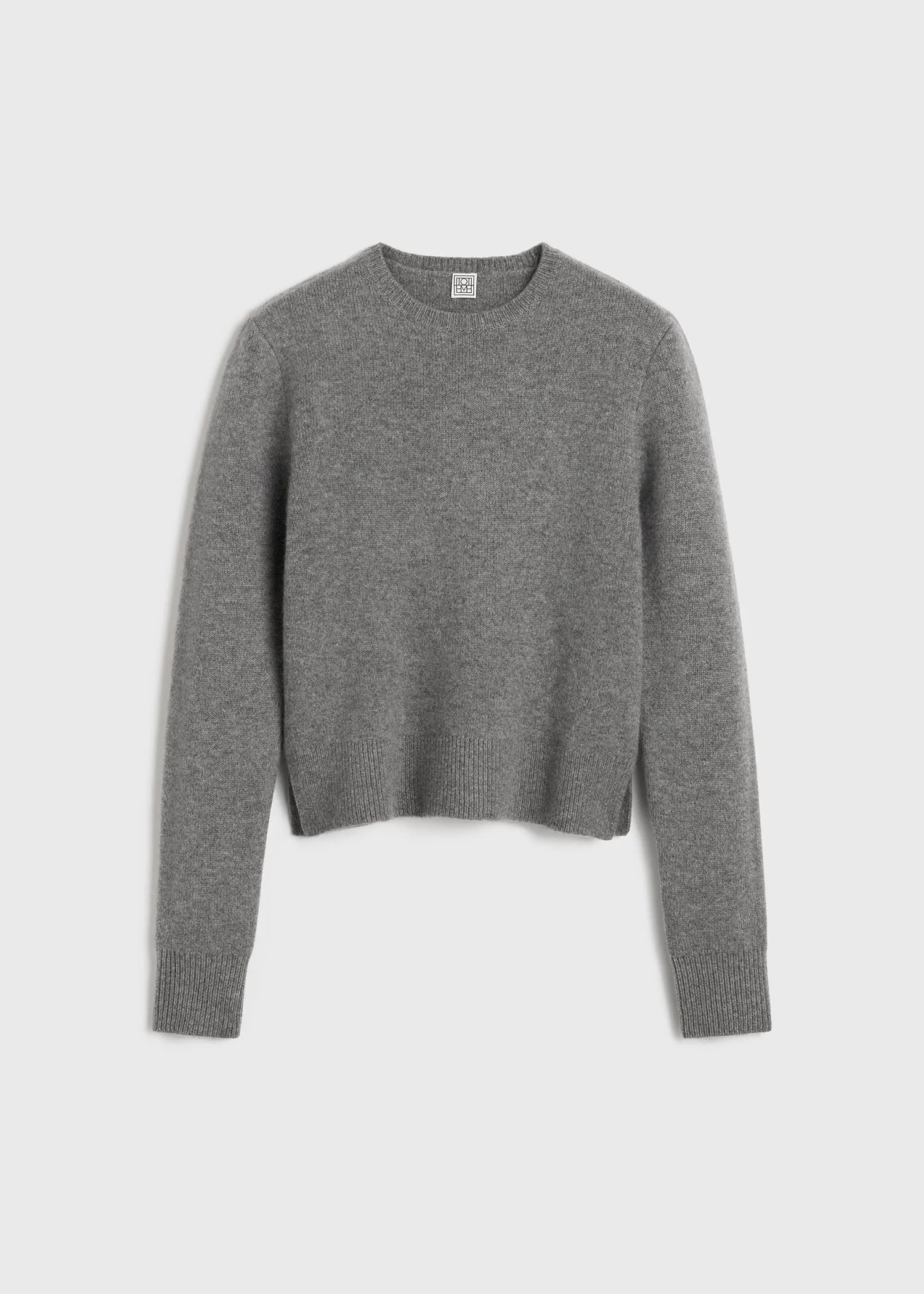 Cropped crew-neck knit grey melange