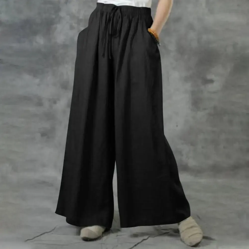 FashionSierra - Leopard Print Hip Hop Wide Leg Straight Pockets Button Zipper Closure Streetwear Trouser