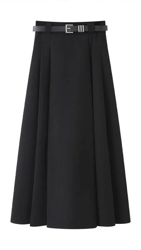 Gray Pleated A-Line Maxi Skirt