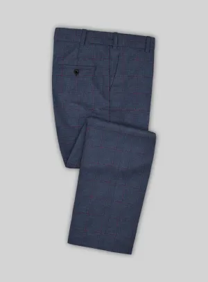 Italian Murano Leopo Blue Wool Linen Pants
