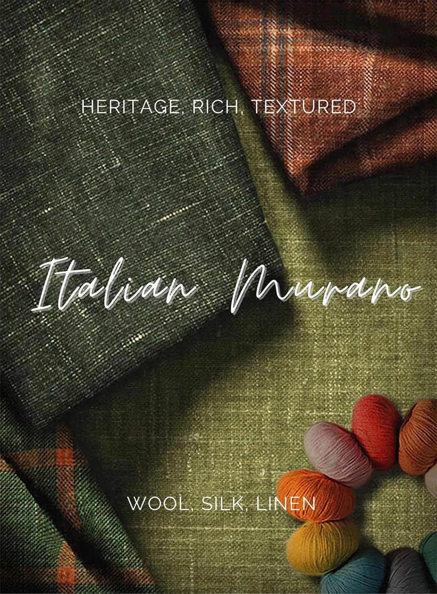 Italian Murano Leopo Blue Wool Linen Pants