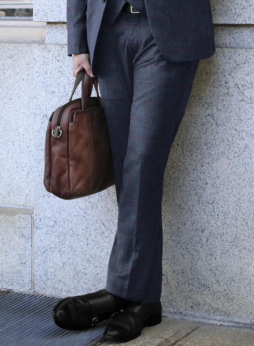 Italian Murano Leopo Blue Wool Linen Pants