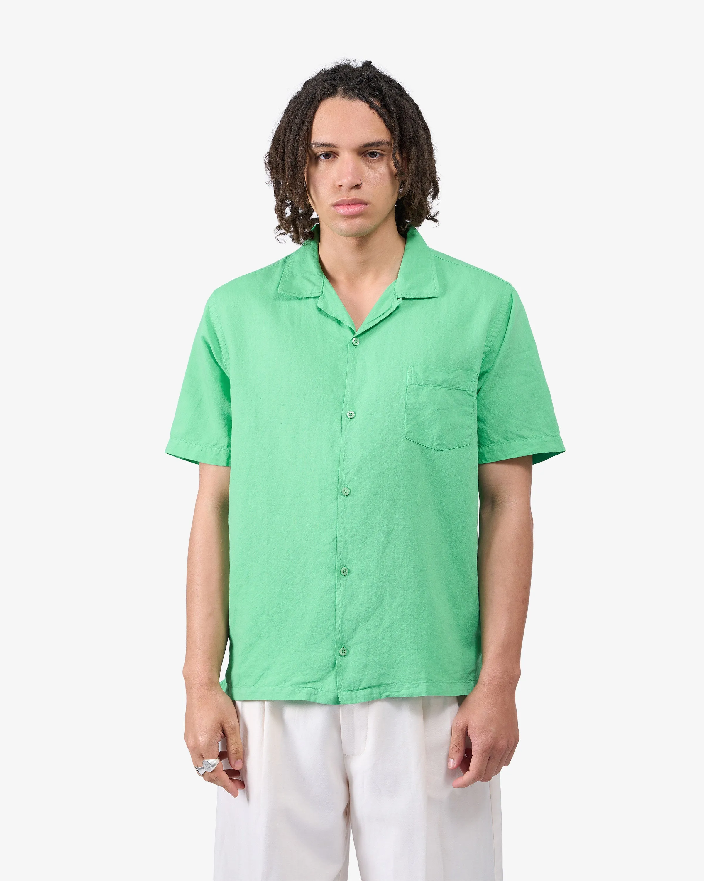 Linen Short Sleeved Shirt - Faded Pink