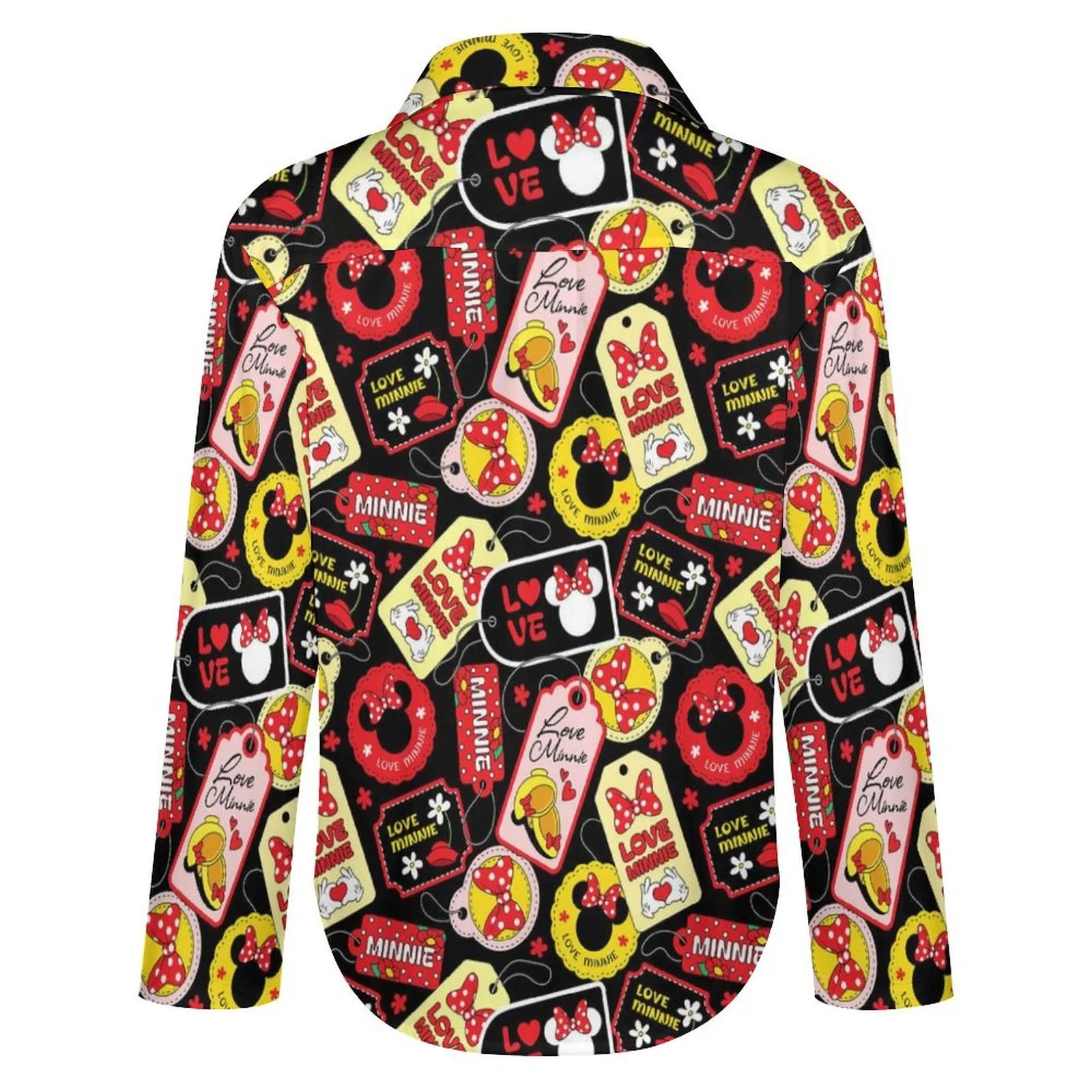 Minnie Tags Long Sleeve Button Up Blouse