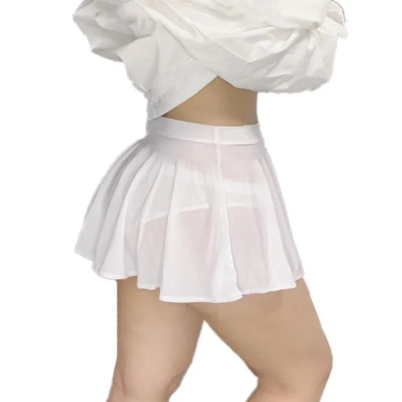 NEWJOINFUN Low Waist A-Line Pleated Mini Skirt for Women