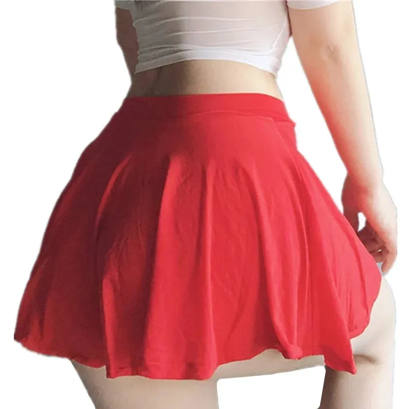 NEWJOINFUN Low Waist A-Line Pleated Mini Skirt for Women