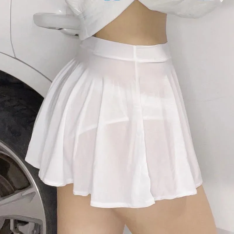 NEWJOINFUN Low Waist A-Line Pleated Mini Skirt for Women
