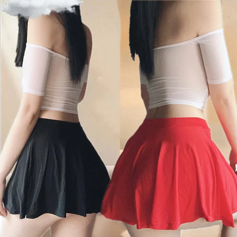 NEWJOINFUN Low Waist A-Line Pleated Mini Skirt for Women