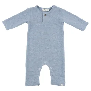 oh baby! Mini Stripe One Button Long Romper - Denim