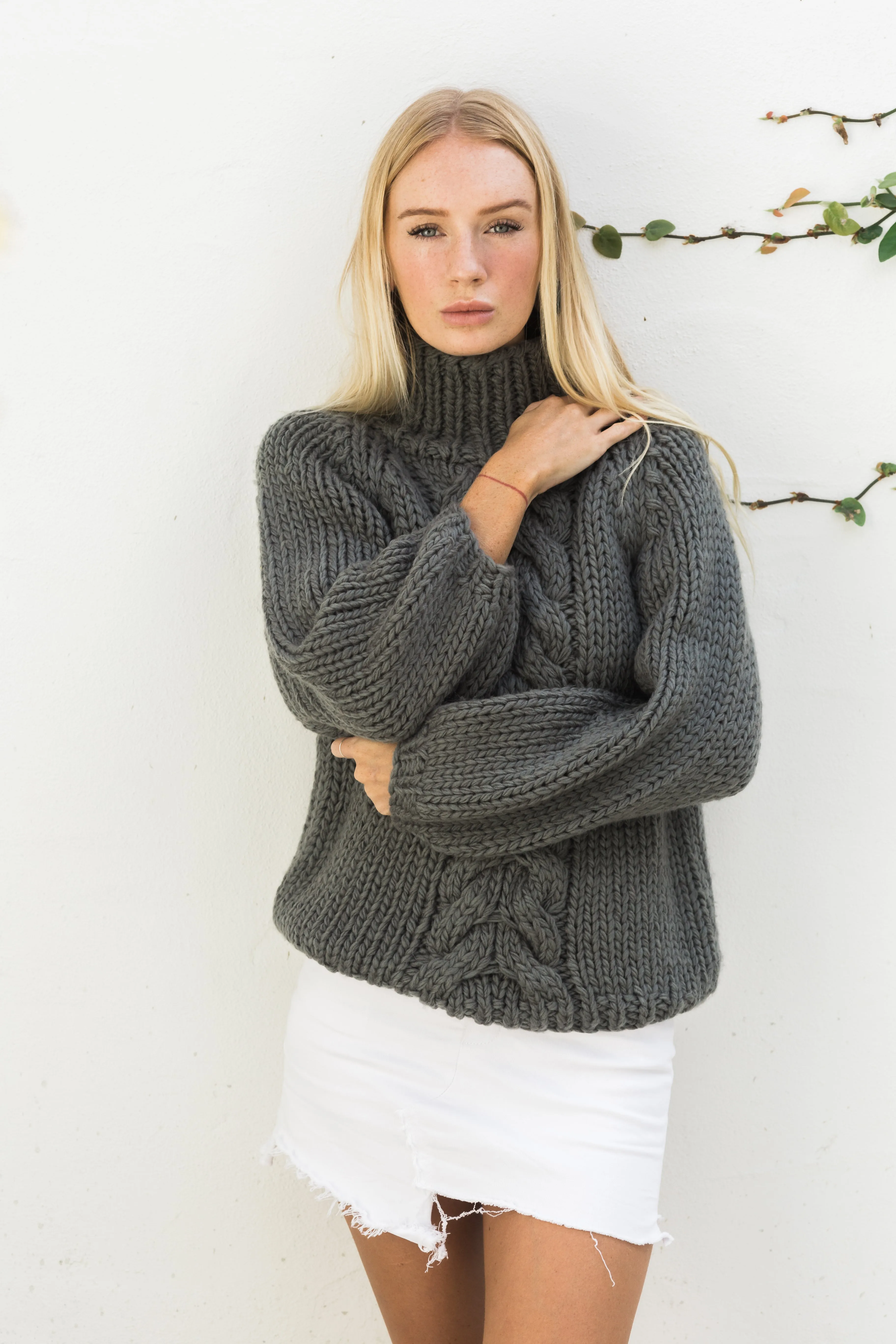 RAYNE HIGH NECK CABLE JUMPER- SMOKE