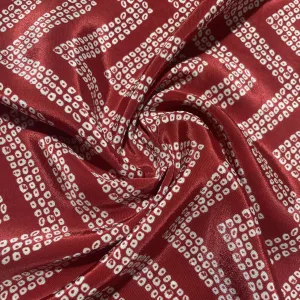 Red Bandhani Print Crepe Fabric 18163