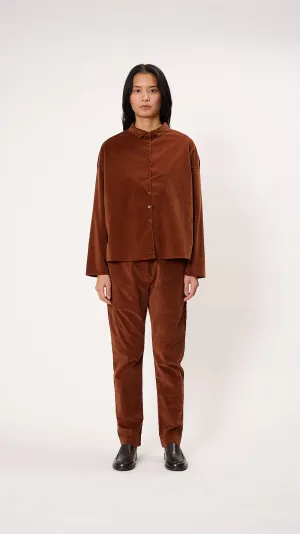 Short Collar Shirt V in Rust