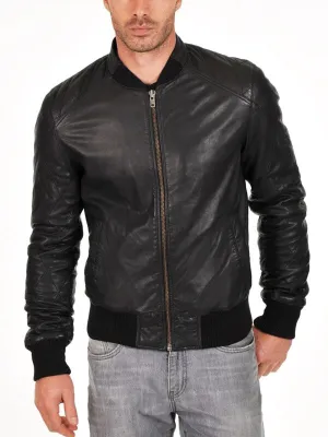 Soft Sheepskin Genuine Quilted Bomber Jacket for Men