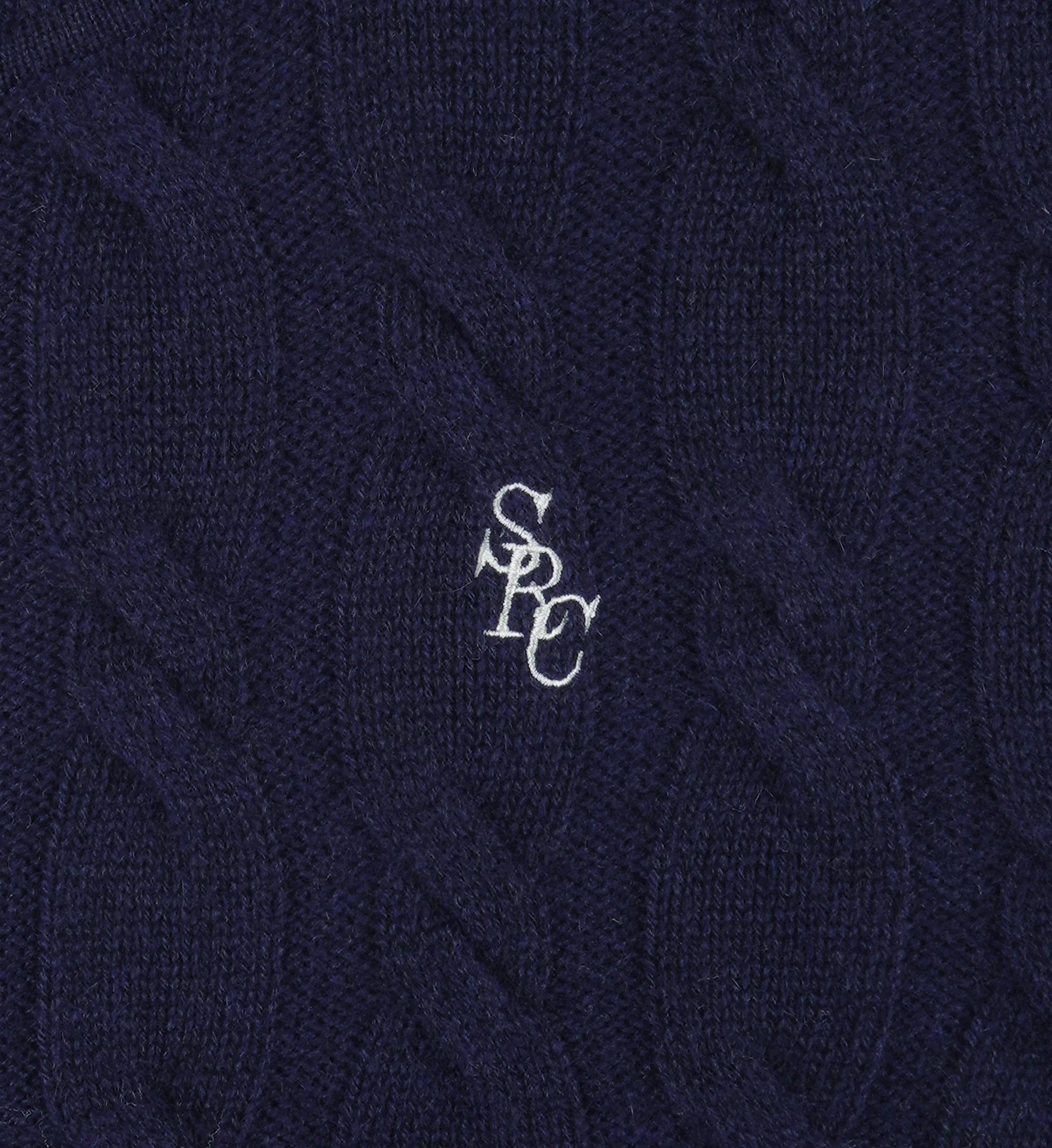 SRC Cableknit Cashmere Zip hoodie - Navy/White