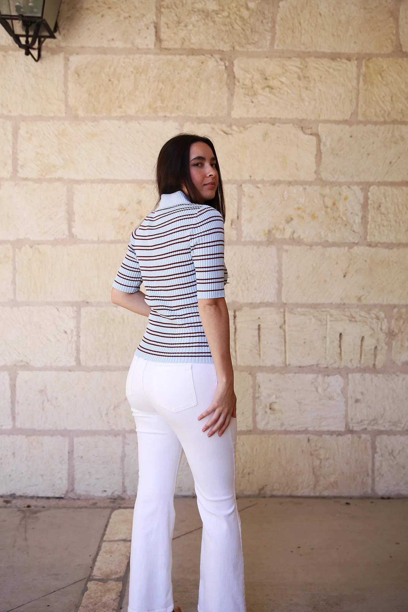 Sydney Ribbed Top Ice Water/Sequoia