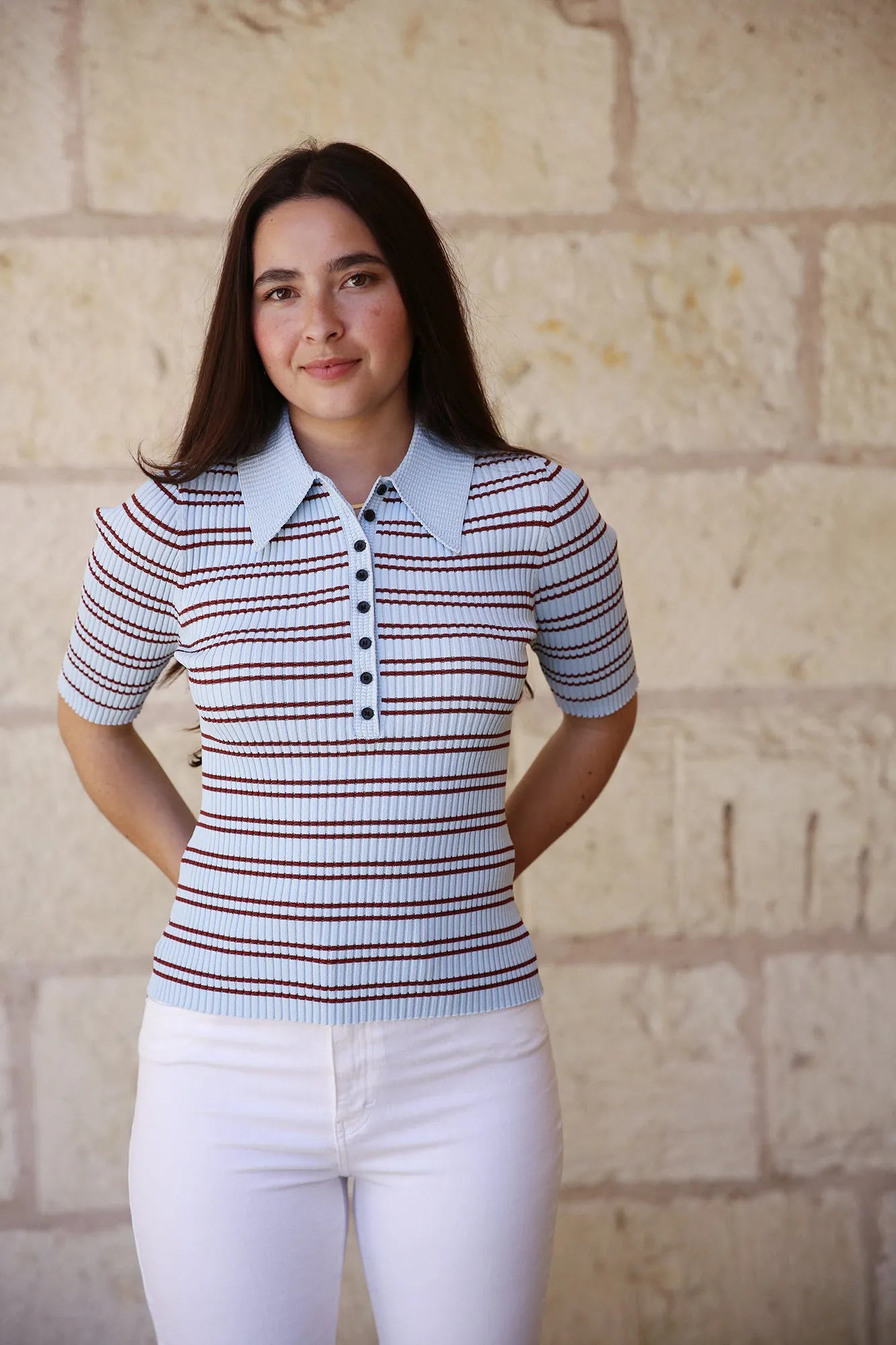 Sydney Ribbed Top Ice Water/Sequoia