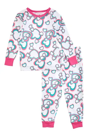 Toddler Girls Printed Pattern Pajama Top and Pants